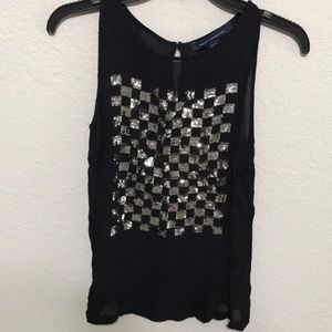 Black w checkered sequence tank top